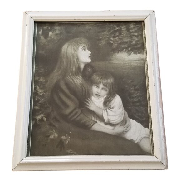Antique Sisters Print in Old Frame with Glass - Picture 1 of 7